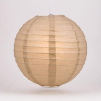 Quasimoon Paperlanternstore.Com (5-Pack) 14 Inch Dusty Sand Rose Round Paper Lantern, Even Ribbing, Hanging Decoration