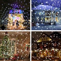 Borelor Snowfall Led Lights Ip65 Waterproof Mini Christmas Snowflake Projector Lamp Indoor Outdoor New Year Decoration Light With Rf Remote & Timer(High Brightness)