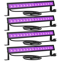 Onforu 4 Pack 27W Led Black Lights, Blacklight Bars With Plug And Switch, Ip66 Waterproof Black Lights For Glow Party, Halloween Decorations, Bedroom, Classroom, Body Paint, Stage Lighting, Black