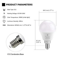 Sailstar Candelabra Led Light Bulbs 60-Watt Equivalent, Daylight White 5000K, E12 Candelabra Base, 6 Watt A15 Led Bulbs For Ceiling Fan, Vanity Mirror Light | 6-Pack