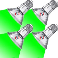 Explux Par20 Led Flood Green Light Bulbs, 60W Equivalent Direct Led Color Emission, Full-Glass Waterproof & Anti-Ageing, Dimmable, Green Colored Spotlight, 4-Pack