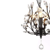 Seollight Vintage Crystal Branch Black Chandeliers Ceiling Light Hanging Pendant Fixture For Closet Entryway Living Room 3 Ligh