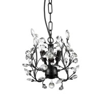 Seollight Vintage Crystal Branch Black Chandeliers Ceiling Light Hanging Pendant Fixture For Closet Entryway Living Room 3 Ligh