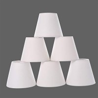 Chandelier Shades,Small Lamp Shade Hardback, Clip On Shades With White Linen Dia 3.5