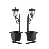 Sun-Ray Kambria Multi Function 2-Piece Set Of Solar Lights With Posts, Ground Stakes, Planters, & Wall Mount Hardware, Outdoor Lights For Patio, Porch, Deck, Yard