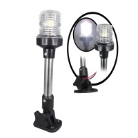 Pactrade Marine 12V Marine Boat Yacht Pontoon Navigation Anchor Light 360 Degrees All Around Nature White Led Splashproof Black Housing Uscg Certified Approved (Fold Down Base (H=9.75