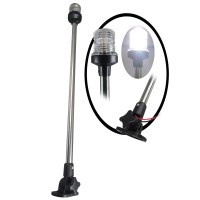 Pactrade Marine 12V Marine Boat Yacht Pontoon Navigation Anchor Light 360 Degrees All Around Nature White Led Splashproof Black Housing Uscg-Certified Approved (Fold Down Base (H=25