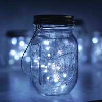 Cynzia Solar Mason Jar Lights, 6 Pack 20 Led Fairy String Lights With 6 Hangers (No Jars), Waterproof Firefly Lights Lantern For Outdoor, Wedding, Patio, Garden, Party, Christmas Decor (4 Colors)