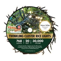 Holiday Bright Lights Christmas 768L Twinkling Cluster Rice Light Reel - Warm White, Green Cord