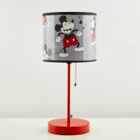 Disney Mickey Mouse 90Th Anniversary Stick Table Kids Lamp With Pull Chain, Themed Printed Decorative Shade