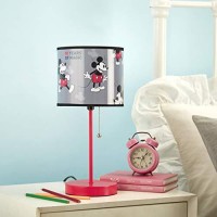 Disney Mickey Mouse 90Th Anniversary Stick Table Kids Lamp With Pull Chain, Themed Printed Decorative Shade