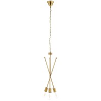 Introducing a striking decor element with the Strive Pendant Chandelier With a sleek imaginative design Strive consists of three intersecting brass metal rods positioned together to create a triad of bulbs to illuminate your surroundings Warm radiant ligh