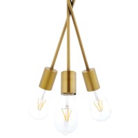 Introducing a striking decor element with the Strive Pendant Chandelier With a sleek imaginative design Strive consists of three intersecting brass metal rods positioned together to create a triad of bulbs to illuminate your surroundings Warm radiant ligh