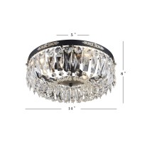 Bestier Modern French Empire Black Crystal Semi Flushmount Chandelier Lighting Led Ceiling Light Fixture Lamp For Dining Room Bathroom Bedroom Livingroom 4 E12 Bulbs Required D14 In X H8 In