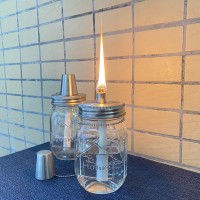 Mason Jar Tabletop Torch Kits 4 Pack Longlife Fiberglass Wicks Stainless Steel Mason Jar Lids Caps Included Outdoor Deck Oil Lam