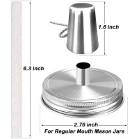 Mason Jar Tabletop Torch Kits 4 Pack Longlife Fiberglass Wicks Stainless Steel Mason Jar Lids Caps Included Outdoor Deck Oil Lam