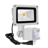 Z Motion Sensor Flood Lights Outdoor,10W Induction Led Lamp, Ip65 Waterproof Spotlight,3200K Led Sensor Light,Security Light With Us 3-Plug (Warm White-Gray)