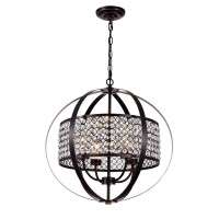 Warehouse Of Tiffany Elizabeth Oil Rubbed Bronze 4-Light Globe Pendant With Crystal Shade