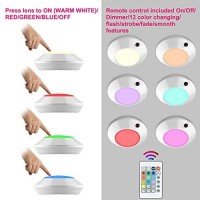 Biglight Battery Operated Wireless Led Ceiling Light, Remote Controlled, 16 Color Changing Mood/Hallway/ Dimmable Night Light For Shower Closet Bedroom Corridor Bathroom, 2 Pack