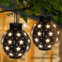 Maggift 2 Pack Star Solar Lantern Solar Powered Decorative Hanging Lights For Indoor Outdoor Halloween Christmas Garden Patio Yard Holiday Party