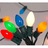 Goothy C7 Multicolor Christmas Lights Outdoor 25Ft Vintage Christmas String Lights With 27 Multicolor Ceramic Bulbs 2 Spare U