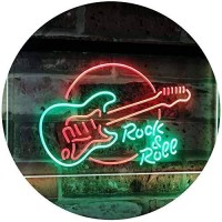 Advpro Rock & Roll Electric Guitar Band Room Music Dual Color Led Neon Sign Green & Red 16