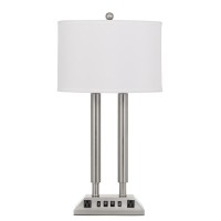 60w X 2 Metal Desk Lamp With 2 Usb And 2 Power Outlets On Off Rocker Base Switch