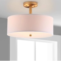 Safavieh Lighting Collection Clara Gold 16Inch Diameter Semi Flush Mount Ceiling Light Fixture Led Bulbs Included