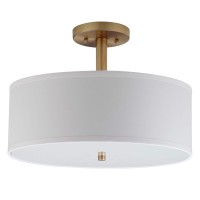 Safavieh Lighting Collection Clara Gold 16Inch Diameter Semi Flush Mount Ceiling Light Fixture Led Bulbs Included