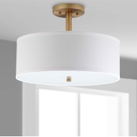 Safavieh Lighting Collection Clara Gold 16Inch Diameter Semi Flush Mount Ceiling Light Fixture Led Bulbs Included