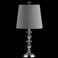 Add gracious style to the living room with this contemporary table lamp Its delicately crafted clear spheres and matching posh finial and base are perfectly paired with its complimentary grey shade An investment in modern luxury designers use in pairs