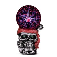 Anqia Plasma Ball Lamp Touch Sensitive,Party Magical Electrostatic Red Color Crystal Ball For Christmas (Skull)