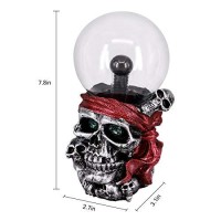 Anqia Plasma Ball Lamp Touch Sensitive,Party Magical Electrostatic Red Color Crystal Ball For Christmas (Skull)