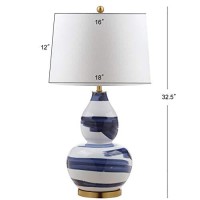 Safavieh Lighting Collection Aileen Abstract Blue/ Gold Brushstroke 33-Inch Bedroom Living Room Home Office Desk Nightstand Table Lamp (Led Bulb Included)