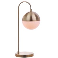 Safavieh Lighting Collection Cappi Modern Brass Gold Orb 21Inch Bedroom Living Room Home Office Desk Dorm Study Nightstand Task