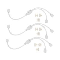 Supernight Led Strip Splitter Connector 4 Pins 1 To 2 Y- Splitter Cables For 5050 3528 Rgb Led Light Strip With 9 Male 4-Pin Plugs (3-Pack)