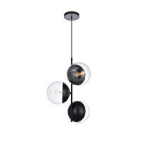 Eclipse 3 Lights Black Pendant With Clear Glass