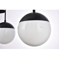 Eclipse 7 Lights Black Pendant With Frosted White Glass