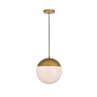 Eclipse 1 Light Brass Pendant With Frosted White Glass