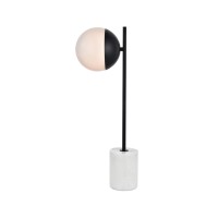 Eclipse 1 Light Black Table Lamp With Frosted White Glass