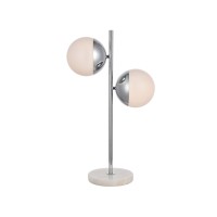 Eclipse 2 Lights Chrome Table Lamp With Frosted White Glass