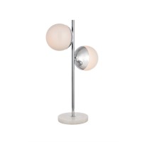 Eclipse 2 Lights Chrome Table Lamp With Frosted White Glass