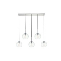 Baxter 5 Lights Chrome Pendant With Clear Glass