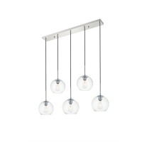 Baxter 5 Lights Chrome Pendant With Clear Glass