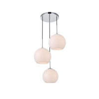 Baxter 3 Lights Chrome Pendant With Frosted White Glass