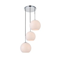 Baxter 3 Lights Chrome Pendant With Frosted White Glass