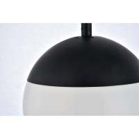 Eclipse 1 Light Black Pendant With Frosted White Glass