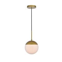 Eclipse 1 Light Brass Pendant With Frosted White Glass