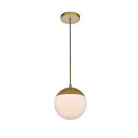 Eclipse 1 Light Brass Pendant With Frosted White Glass