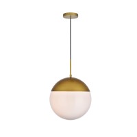 Eclipse 1 Light Brass Pendant With Frosted White Glass